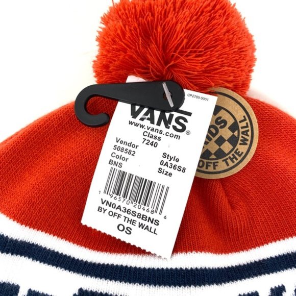 VANS Kids Off The Wall Pom Blue Red Beanie Unisex Knit Hat One Size VN0A36S8BNS - Picture 3 of 3